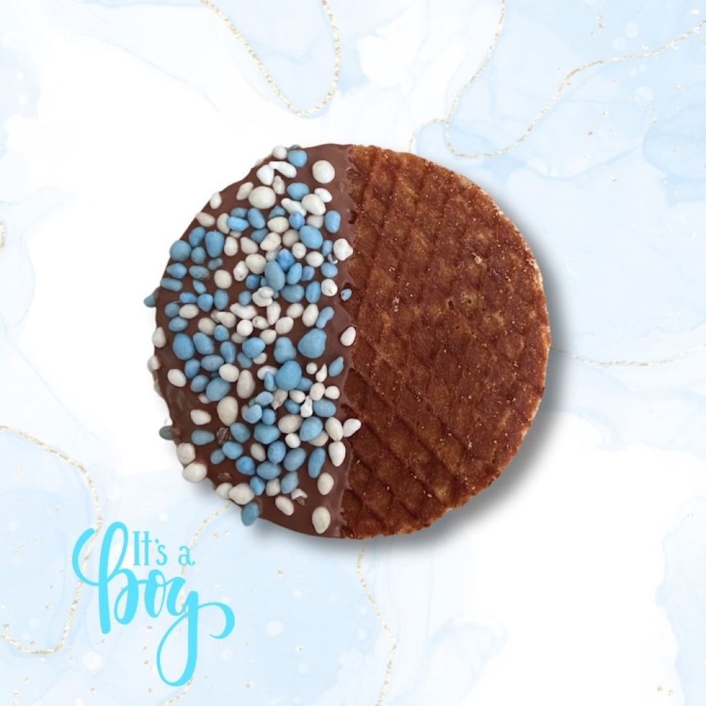 Geboorte stroopwafels Blauwe muisjes 10 stuks