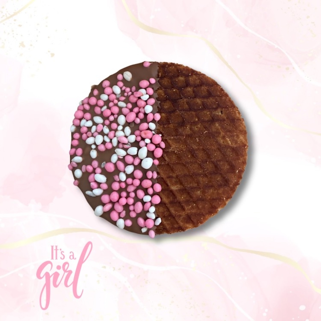 Geboorte stroopwafels Roze muisjes 10 stuks